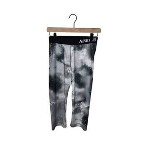 NIKE PRO Women's Paint Splatter Cropped Leggings Gray & Black Size Medium